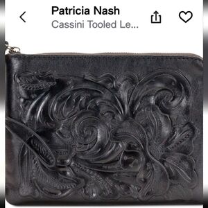 Patricia Nash black Tooled Wristlet